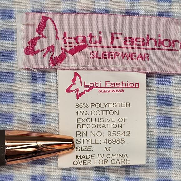 VTG Lati Fashion Sleepwear Women’s MED Gingham Seersucker Pearl Snap House Shirt - Picture 10 of 11